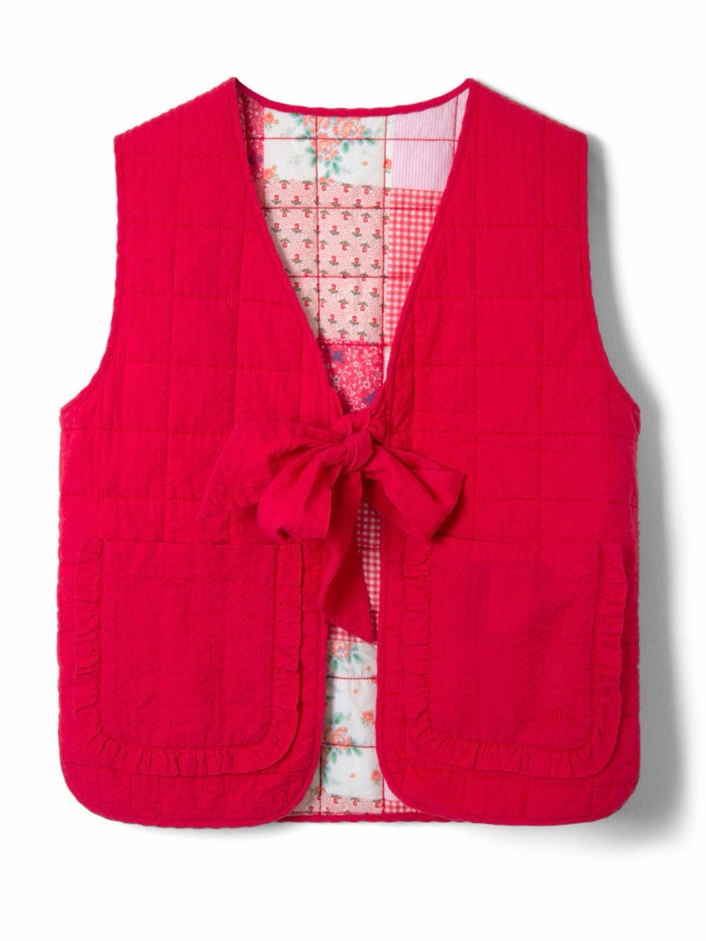 Damson Madder Quilted Red Tie-Front Vest